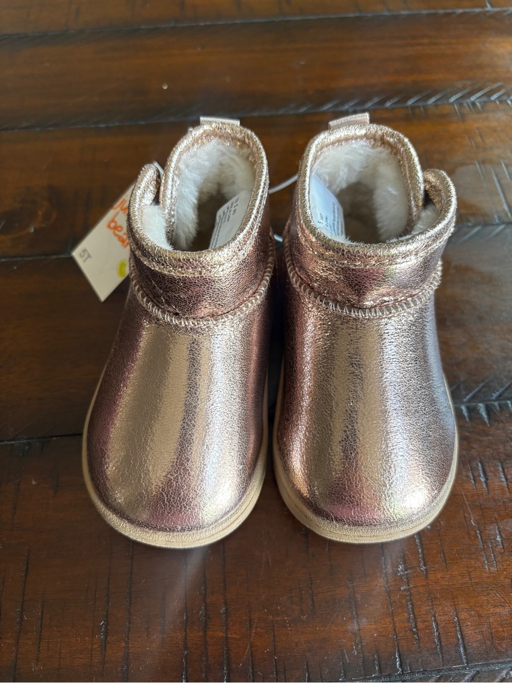 jumping beans Rose Gold Metallic Toddler Booties